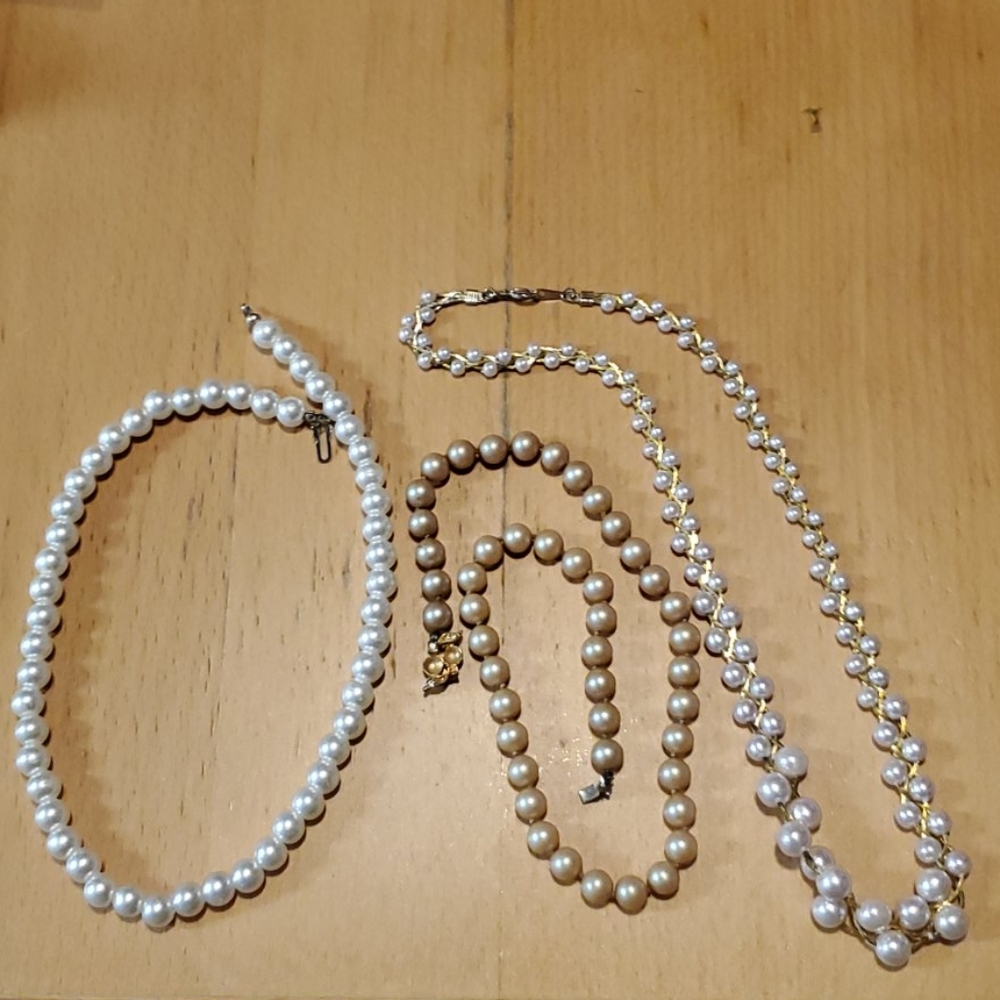 Faux pearl necklaces